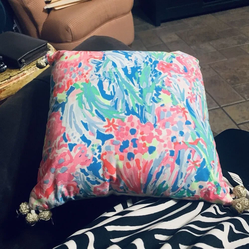 PAIR LILLY PULITZER HOLD YOUR HORSES EMBROIDERED PILLOW SEAHORSES Pottery barn